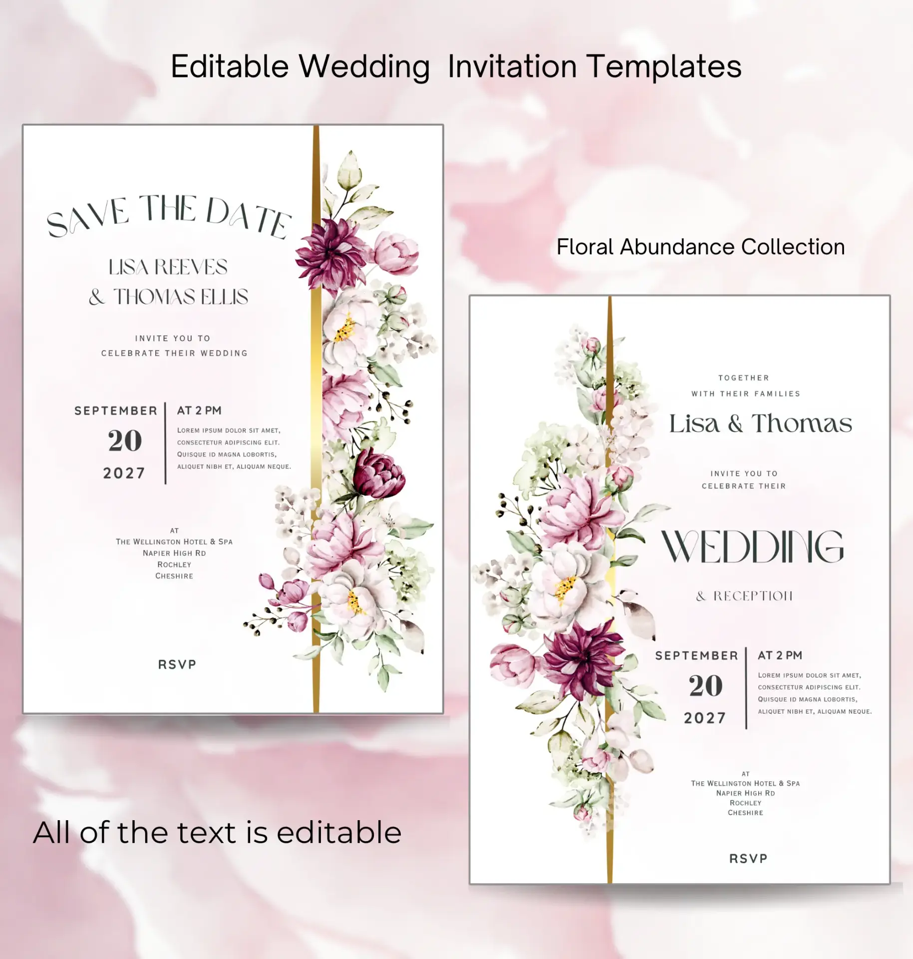 Elegant Floral Wedding Stationery Duo