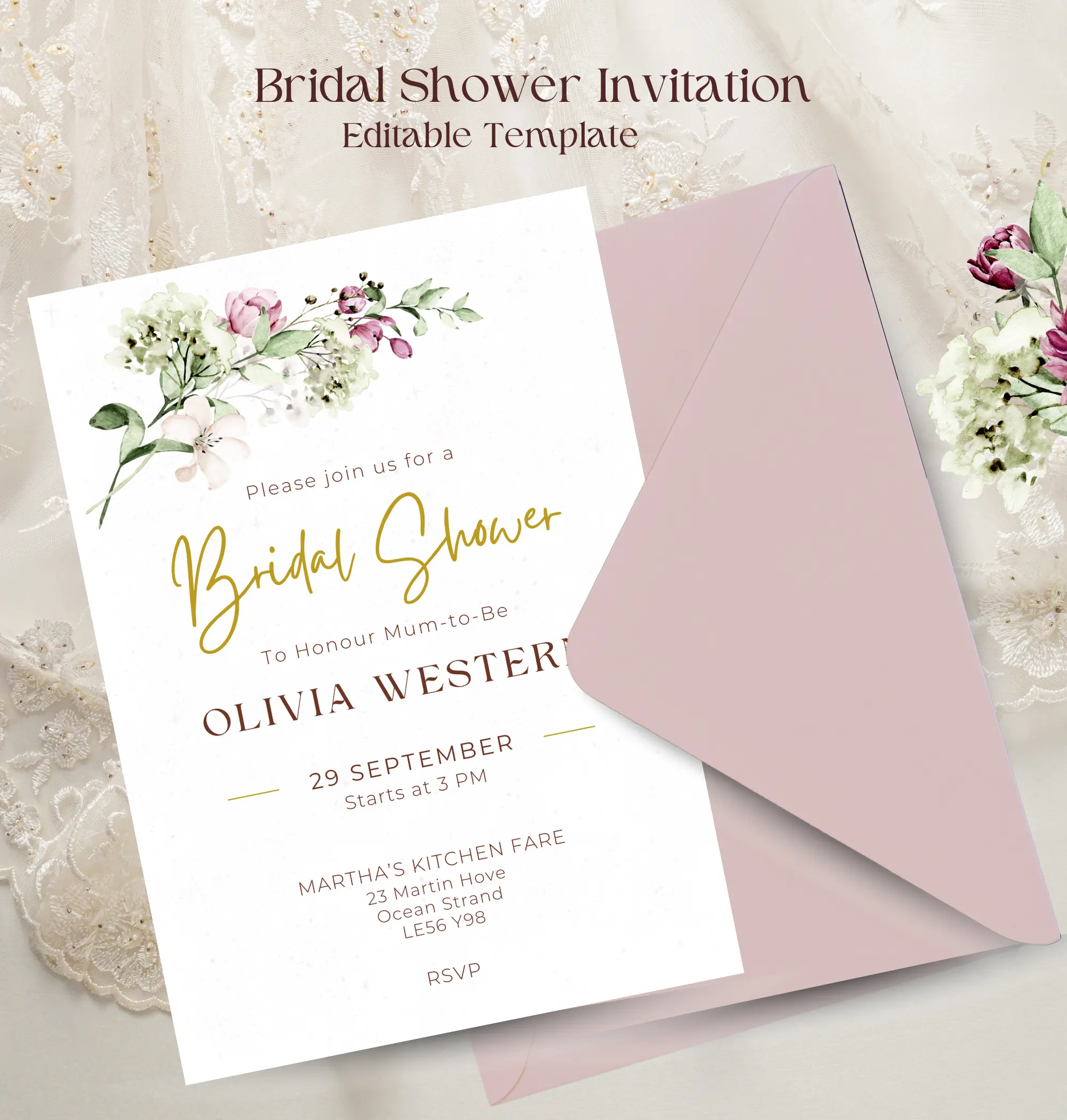 Floral Blush Bridal Shower Invitation