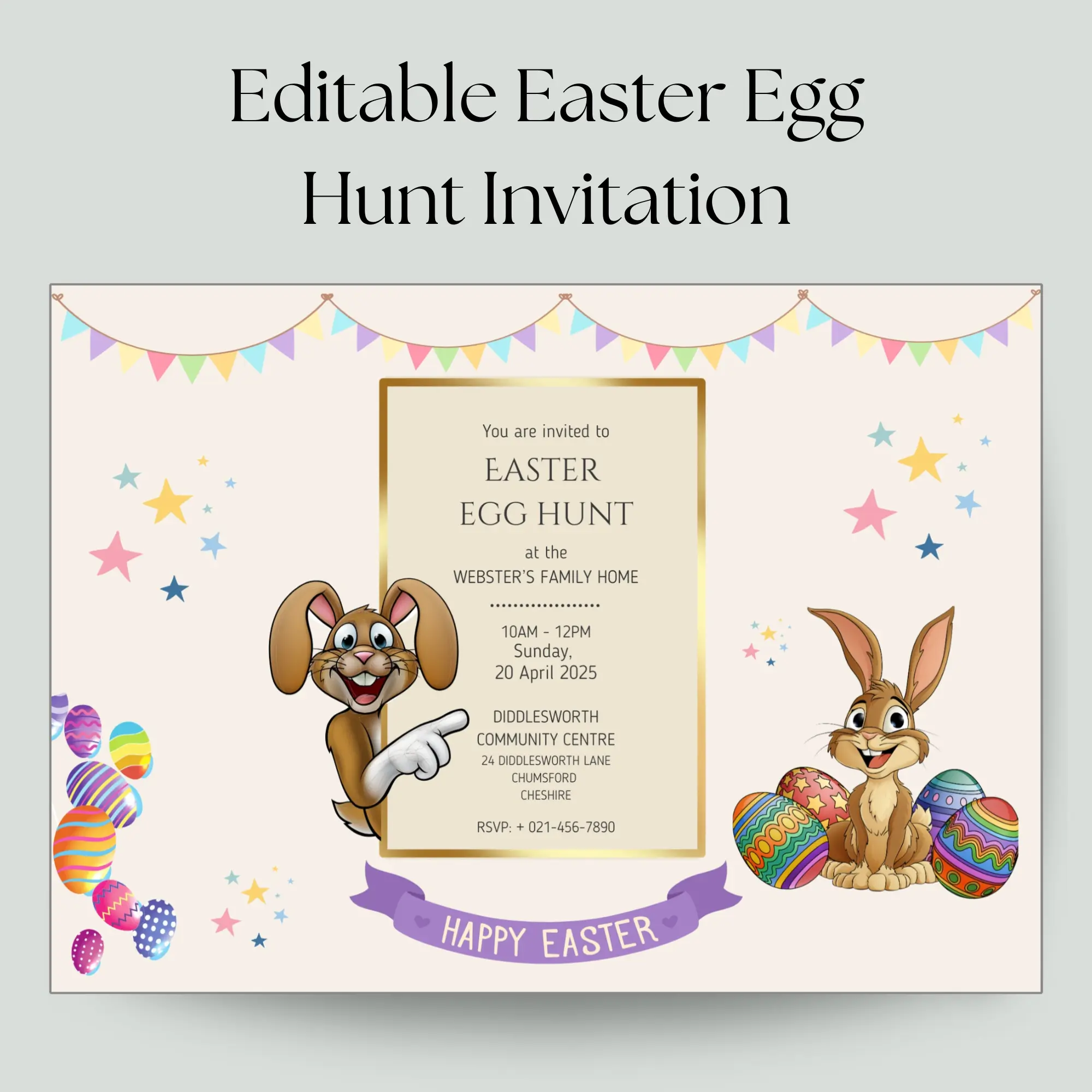Editable Easter Egg Hunt Invitation