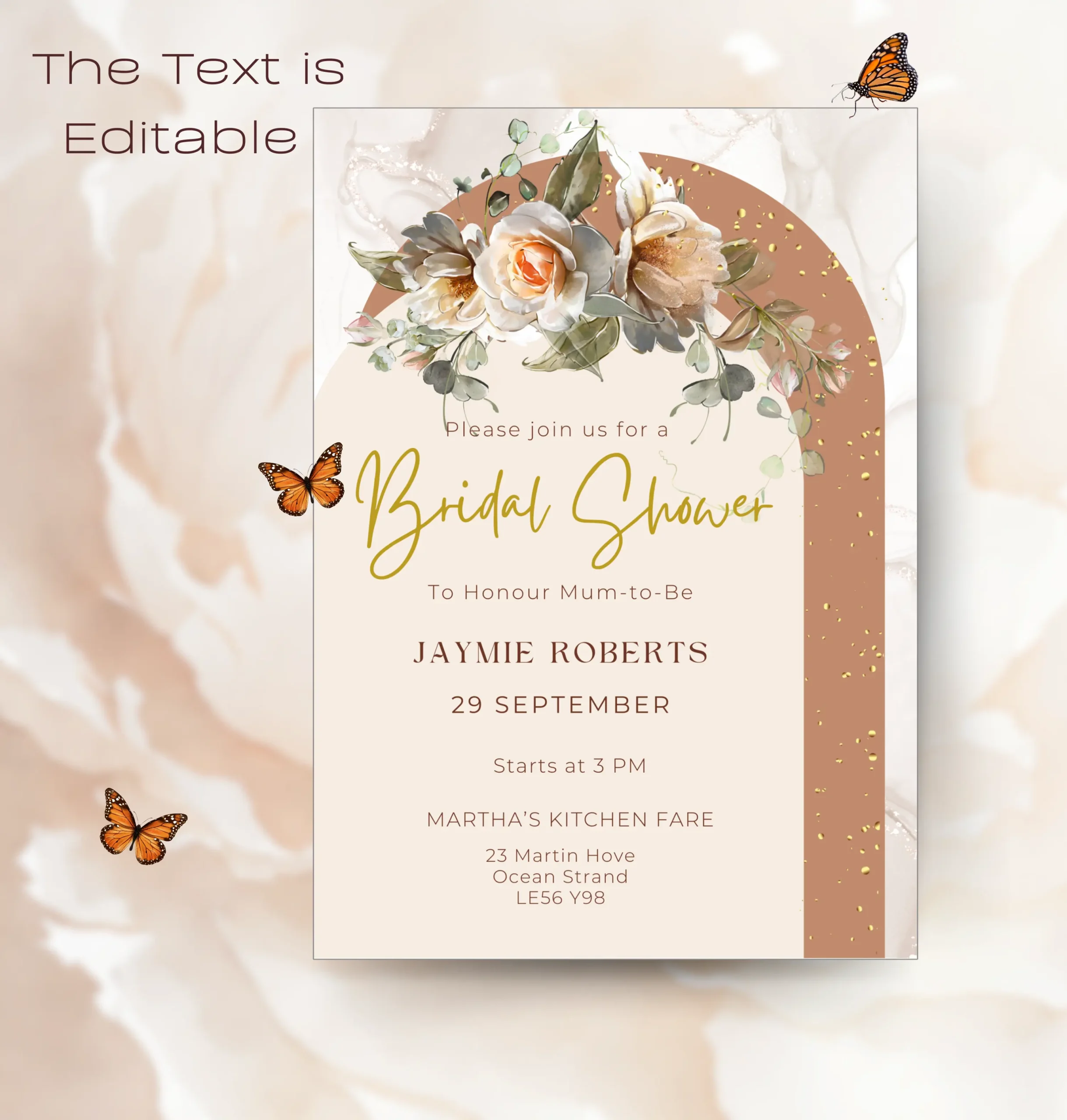 Apricot Florals Bridal Shower Invitation