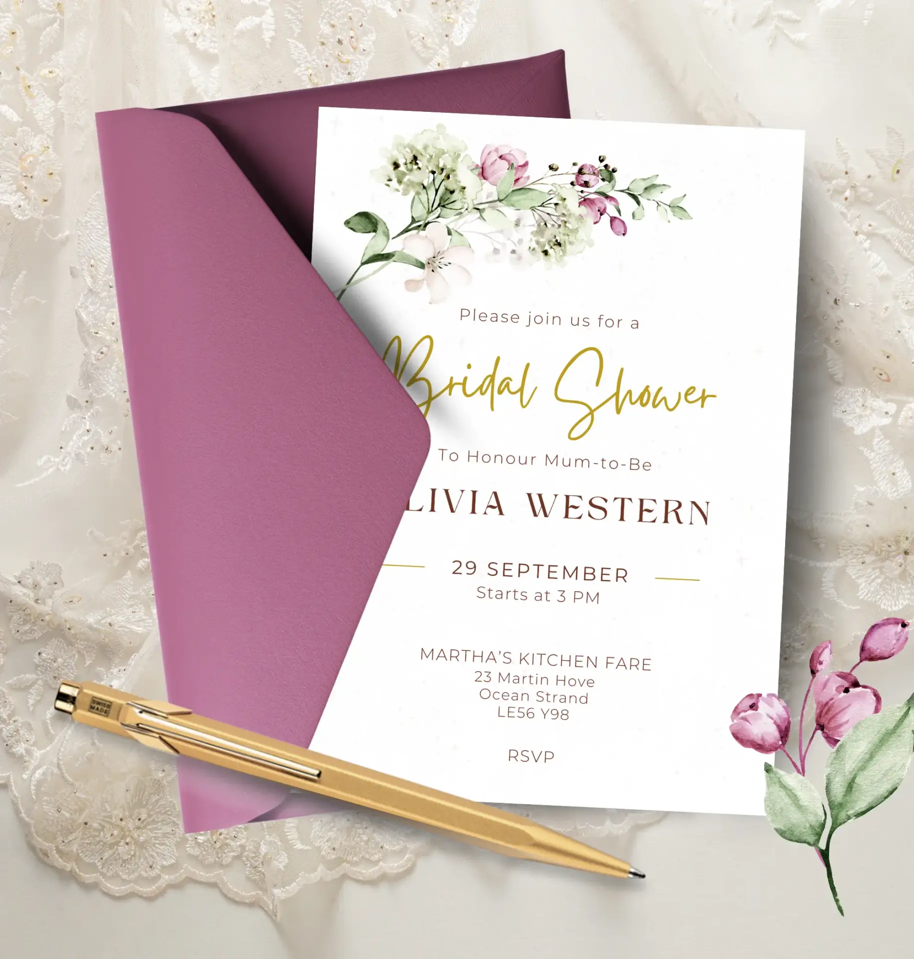 Floral Blush Bridal Shower Invitation