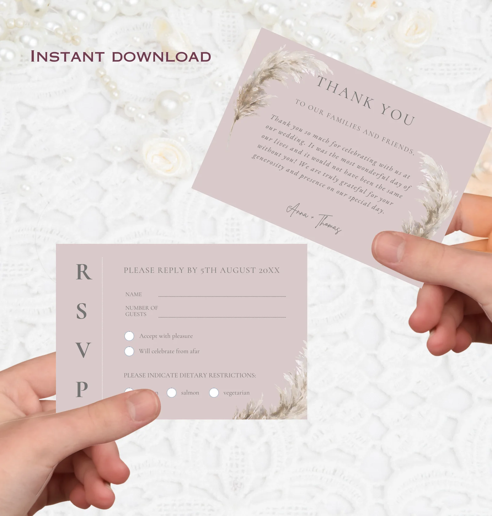 Dusky Pink Wedding Invitation Set