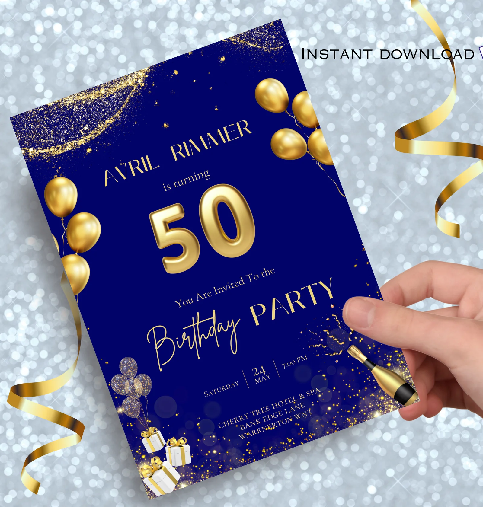 Editable 5oth Birthday Invitation