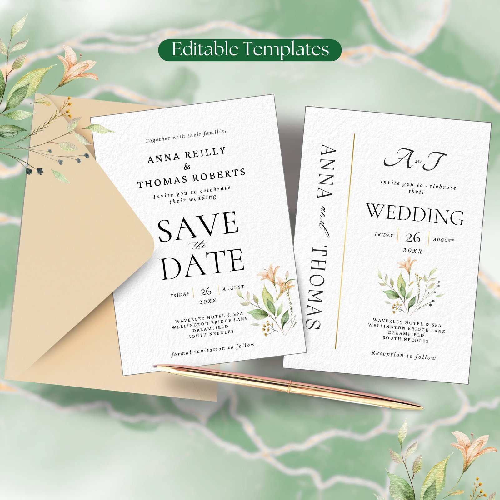Simplistic Lily Editable Wedding Set