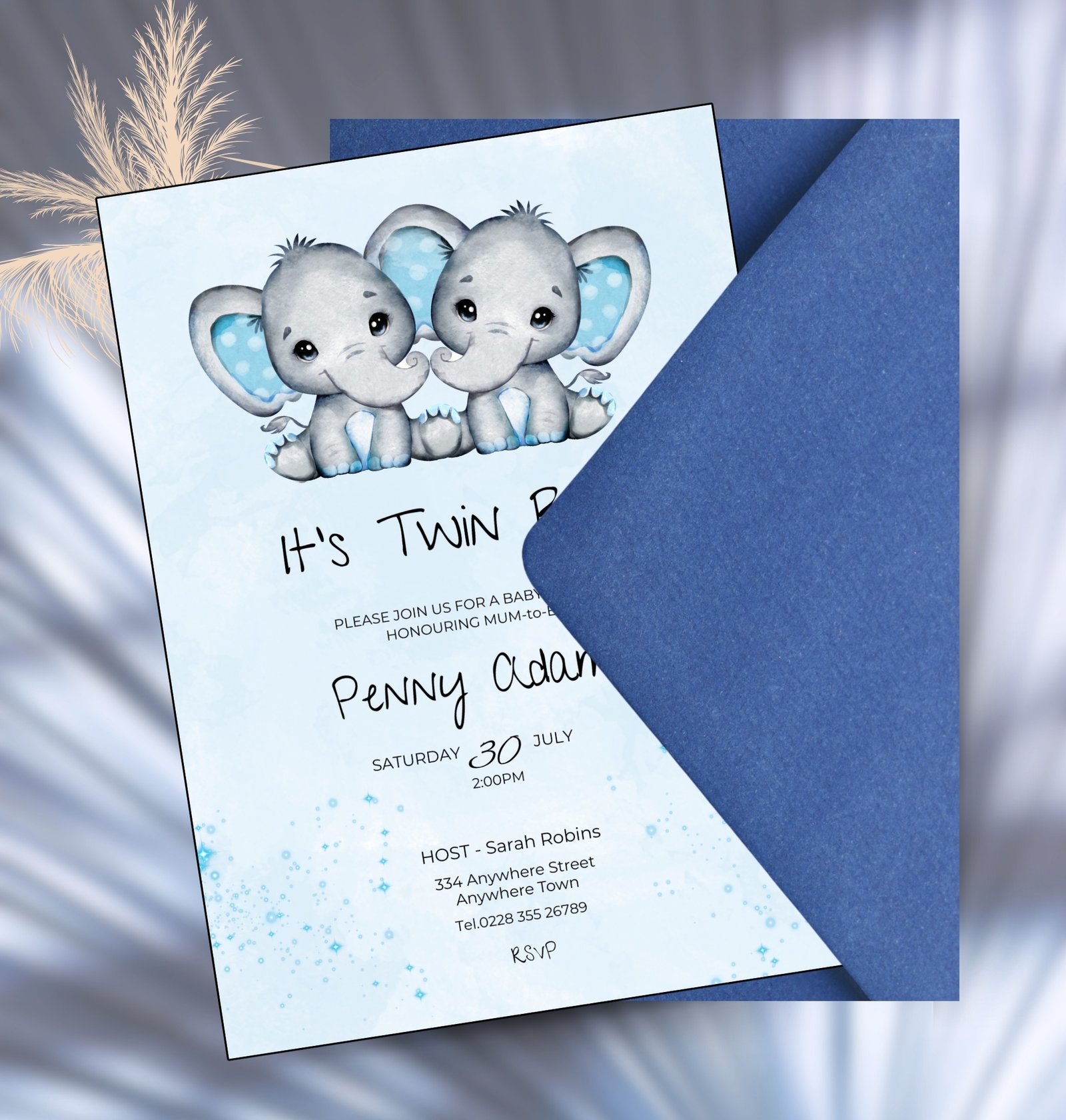 Twin Boys Baby Shower Invitation